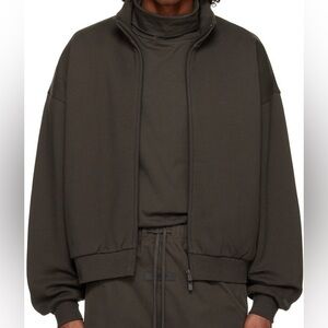 ESSENTIALS Jacket Gray Full Zip Jacket Zipper No Hood  Washed Black Fear of God